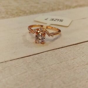 NWT Charmed Aroma 925 Silver Ring with Rose Gold Plate Faux Diamond St…